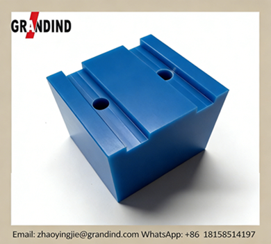 Componente estrutural plástico de nylon azul usinado CNC